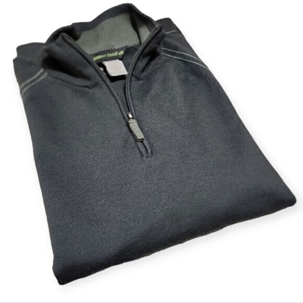Horny Toad Quarter Zip Sweater Mens 100% Merino Wool Pullover Raglan Grey Large - Picture 3 of 6